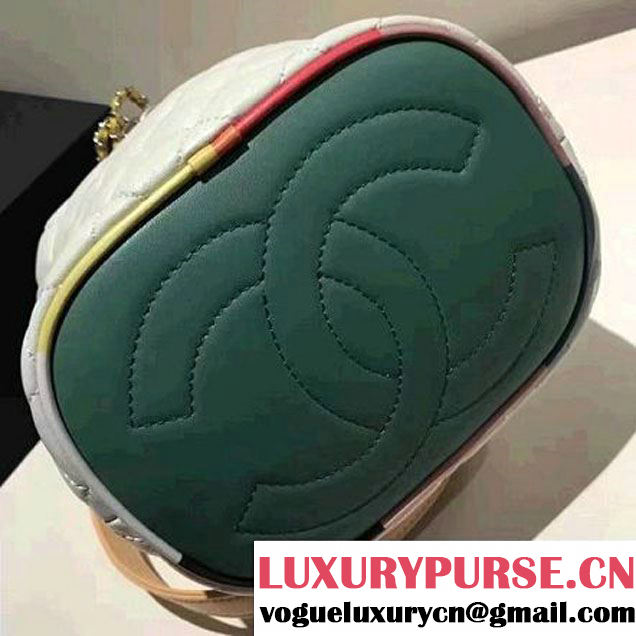Chanel White Multicolor Lambskin/Resin Small Drawstring Bag A93730 Cruise 2017 (2A058-7020838 )