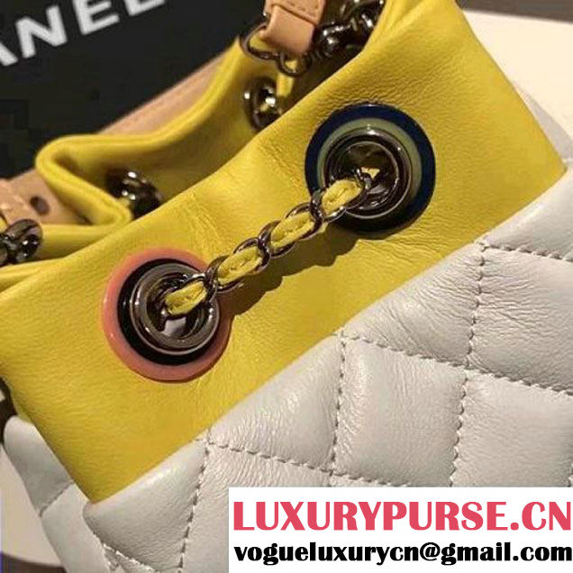 Chanel White Multicolor Lambskin/Resin Small Drawstring Bag A93730 Cruise 2017 (2A058-7020838 )