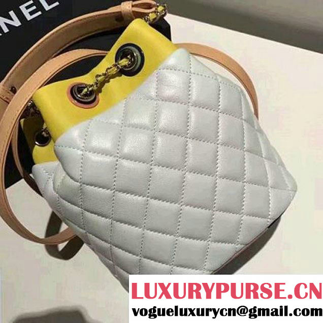 Chanel White Multicolor Lambskin/Resin Small Drawstring Bag A93730 Cruise 2017 (2A058-7020838 )