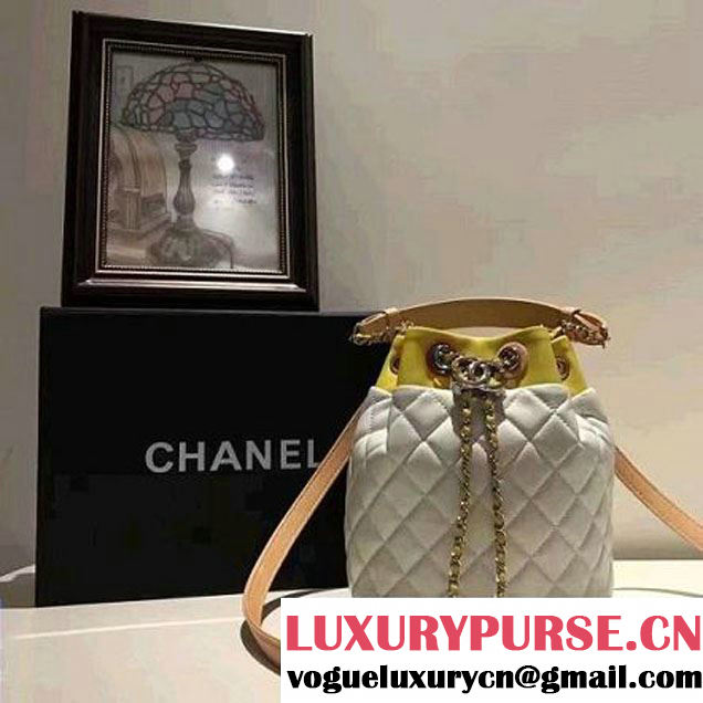 Chanel White Multicolor Lambskin/Resin Small Drawstring Bag A93730 Cruise 2017 (2A058-7020838 )