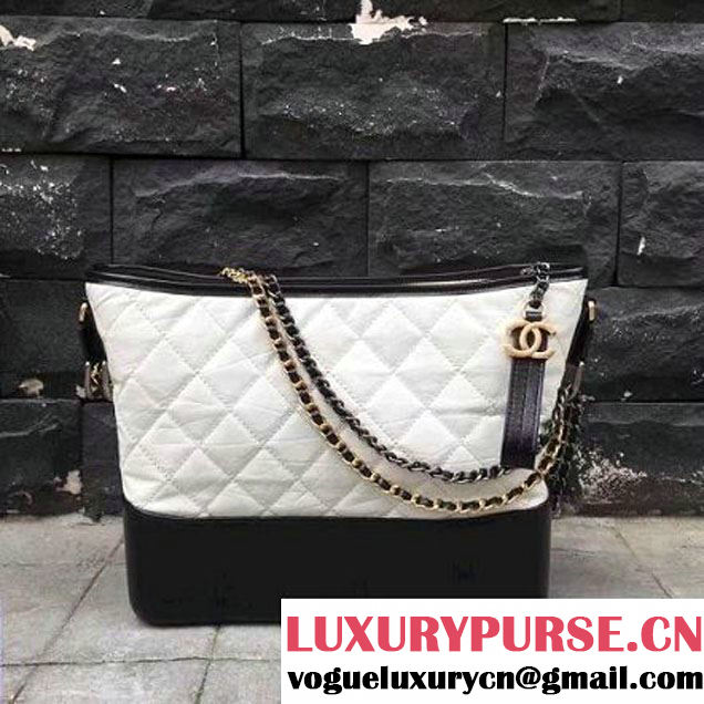 Chanel Gabrielle Medium Hobo Bag A93824 White/Black 2017 (2A143-7041002 )