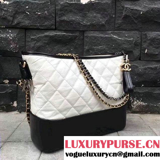 Chanel Gabrielle Medium Hobo Bag A93824 White/Black 2017 (2A143-7041002 )
