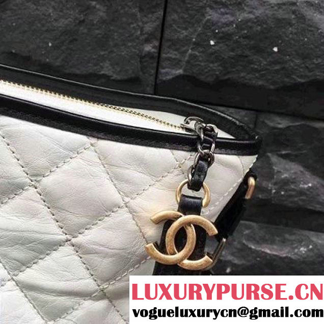 Chanel Gabrielle Medium Hobo Bag A93824 White/Black 2017 (2A143-7041002 )