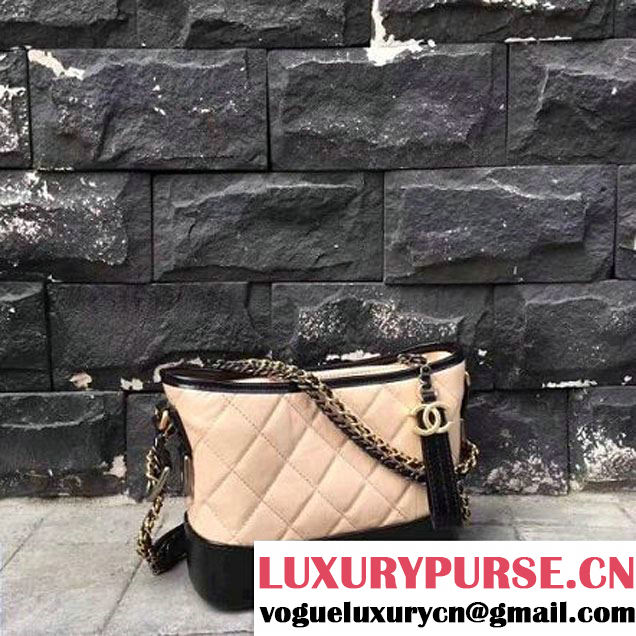 Chanel's Gabrielle Small Hobo Bag A91810 Beige/Black S/S 2017 (2A143-7042402 )