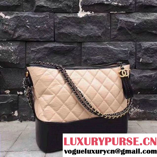 Chanel Gabrielle Medium Hobo Bag A93824 Beige/Black 2017 (2A143-7042403 )