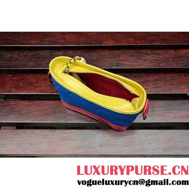 Chanel Gabrielle Small Hobo Bag In Suede Split Calfskin & Smooth Calfskin A91810 Yellow/Blue/Red 2017 (2A143-7042408 )