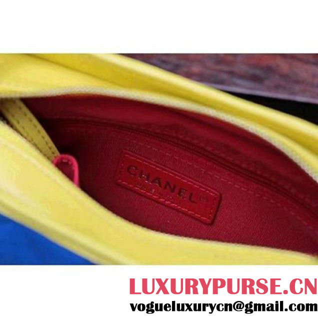 Chanel Gabrielle Small Hobo Bag In Suede Split Calfskin & Smooth Calfskin A91810 Yellow/Blue/Red 2017 (2A143-7042408 )