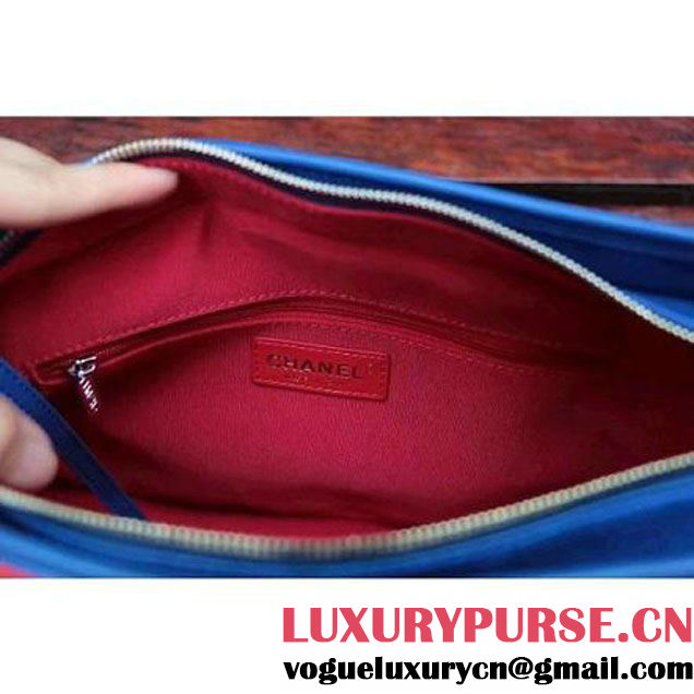 Chanel Gabrielle Medium Hobo Bag In Suede Split Calfskin & Smooth Calfskin A93824 Blue/Red/Paon 2017 (2A143-7042410 )