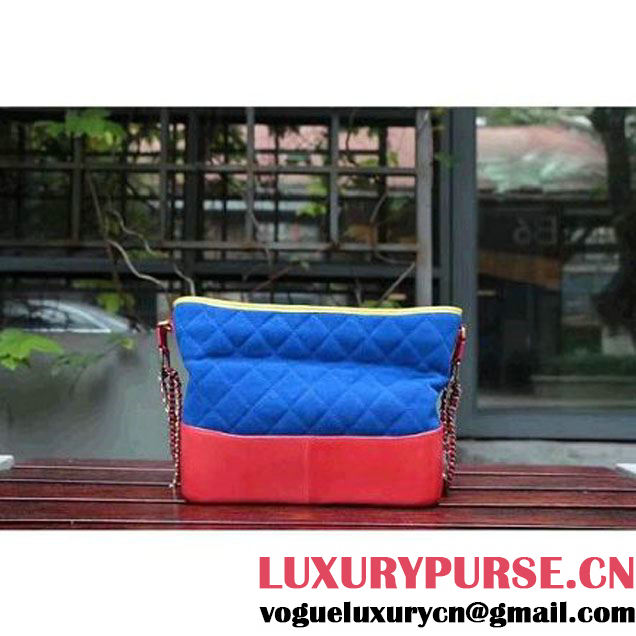 Chanel Gabrielle Medium Hobo Bag In Suede Split Calfskin & Smooth Calfskin A93824 Yellow/Blue/Red 2017 (2A143-7042411 )