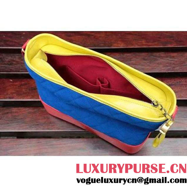 Chanel Gabrielle Medium Hobo Bag In Suede Split Calfskin & Smooth Calfskin A93824 Yellow/Blue/Red 2017 (2A143-7042411 )