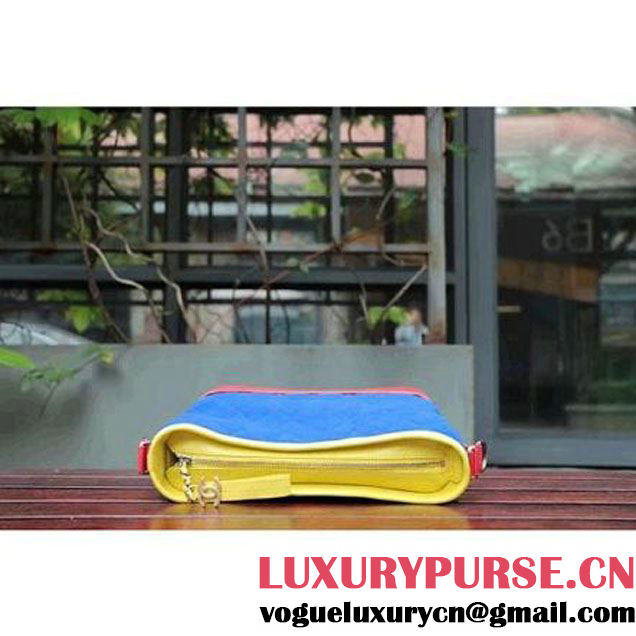 Chanel Gabrielle Medium Hobo Bag In Suede Split Calfskin & Smooth Calfskin A93824 Yellow/Blue/Red 2017 (2A143-7042411 )