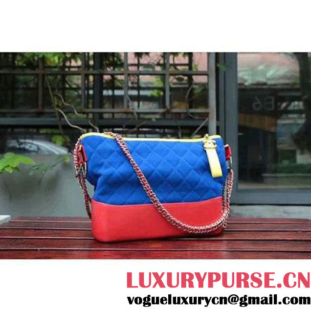 Chanel Gabrielle Medium Hobo Bag In Suede Split Calfskin & Smooth Calfskin A93824 Yellow/Blue/Red 2017 (2A143-7042411 )