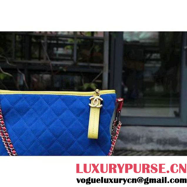 Chanel Gabrielle Large Hobo Bag In Suede Split Calfskin & Smooth Calfskin Yellow/Blue/Red 2017 (2A143-7042414 )