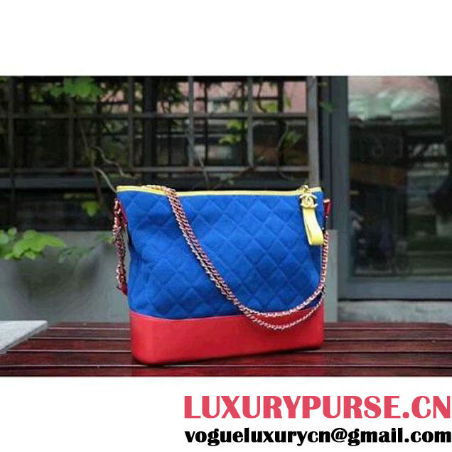 Chanel Gabrielle Large Hobo Bag In Suede Split Calfskin & Smooth Calfskin Yellow/Blue/Red 2017 (2A143-7042414 )
