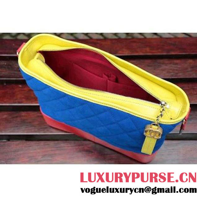 Chanel Gabrielle Large Hobo Bag In Suede Split Calfskin & Smooth Calfskin Yellow/Blue/Red 2017 (2A143-7042414 )