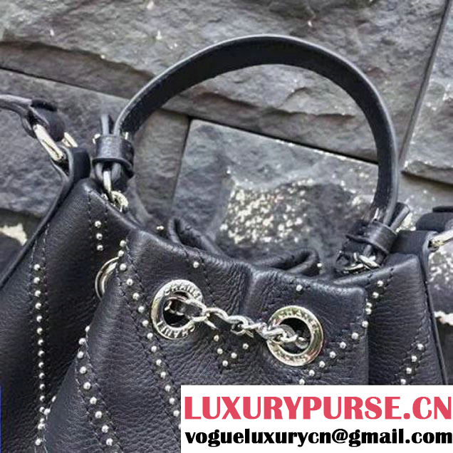 Chanel Calfskin Studded Wars Drawstring Bag With Top Handle A93850 Black 2017 (2A143-7051825 )