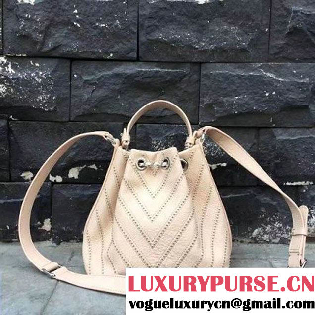 Chanel Calfskin Studded Wars Drawstring Bag With Top Handle A93850 Beige 2017 (2A143-7051827 )