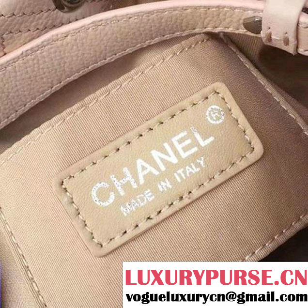 Chanel Calfskin Studded Wars Drawstring Bag With Top Handle A93850 Beige 2017 (2A143-7051827 )