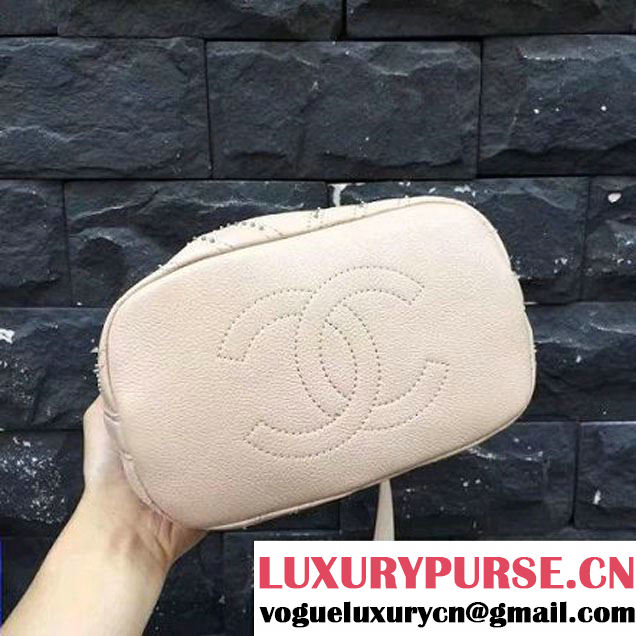 Chanel Calfskin Studded Wars Drawstring Bag With Top Handle A93850 Beige 2017 (2A143-7051827 )