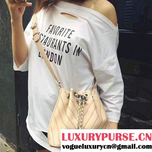 Chanel Calfskin Studded Wars Drawstring Bag With Top Handle A93850 Beige 2017 (2A143-7051827 )