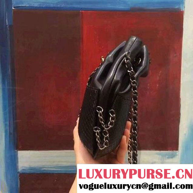 Chanel Gabrielle Purse Bag In Python & Calfskin A98787 Black 2017 (2A143-7061208 )