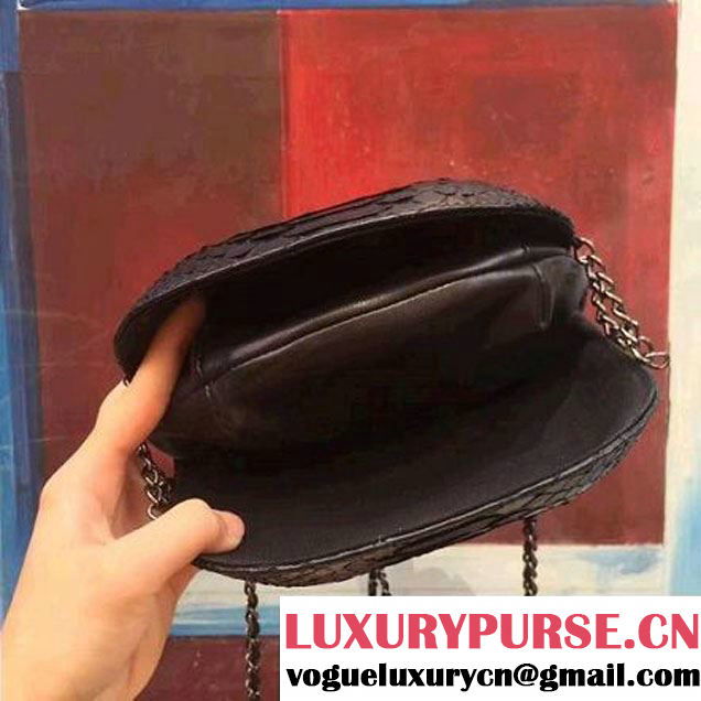 Chanel Gabrielle Purse Bag In Python & Calfskin A98787 Black 2017 (2A143-7061208 )