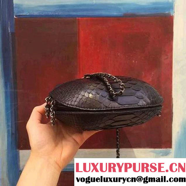 Chanel Gabrielle Purse Bag In Python & Calfskin A98787 Black 2017 (2A143-7061208 )