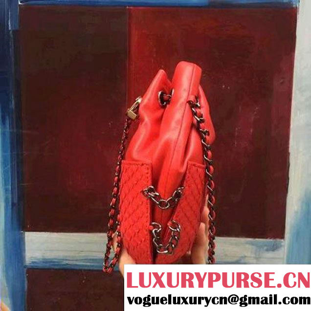Chanel Gabrielle Purse Bag In Python & Calfskin A98787 Red 2017 (2A143-7061209 )