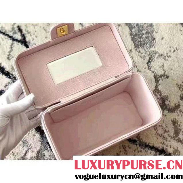 Chanel Grained Calfskin Medium Cosmetic Flap Box Bag Pink 2017 (KN-7061610 )