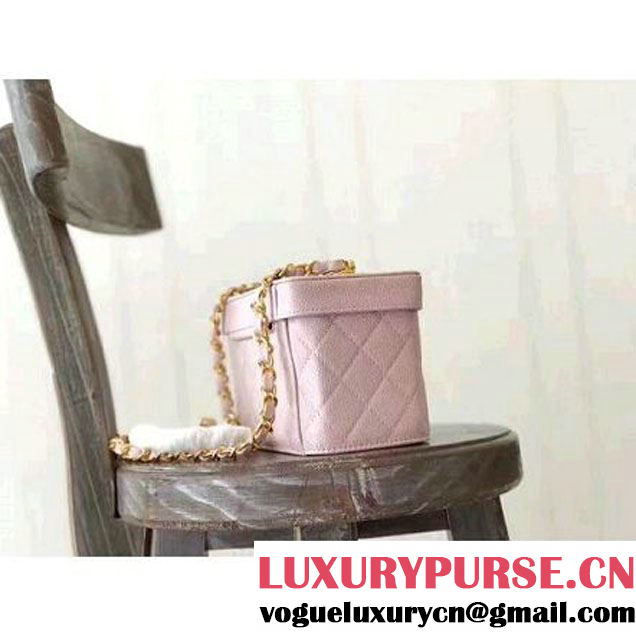 Chanel Grained Calfskin Medium Cosmetic Flap Box Bag Pink 2017 (KN-7061610 )
