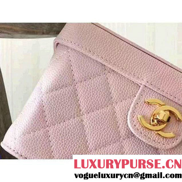 Chanel Grained Calfskin Medium Cosmetic Flap Box Bag Pink 2017 (KN-7061610 )