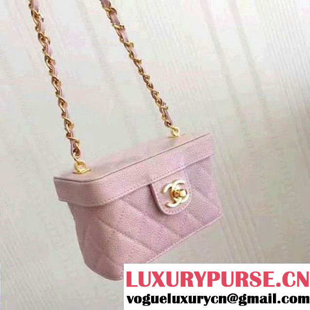Chanel Grained Calfskin Small Cosmetic Flap Box Bag Pink 2017 (KN-7061611 )