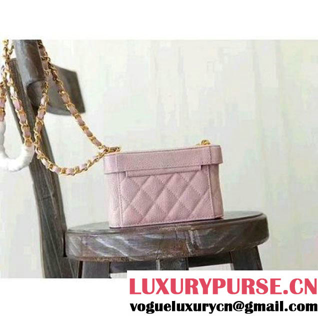 Chanel Grained Calfskin Small Cosmetic Flap Box Bag Pink 2017 (KN-7061611 )