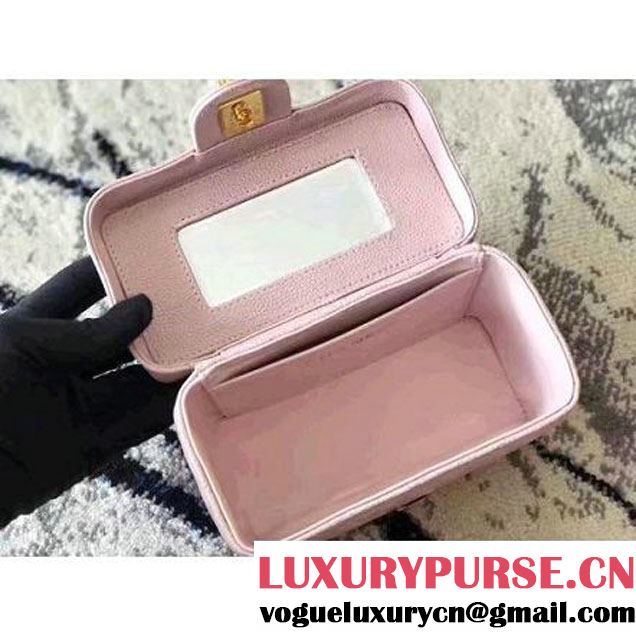 Chanel Grained Calfskin Small Cosmetic Flap Box Bag Pink 2017 (KN-7061611 )