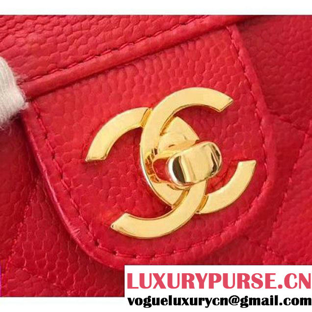 Chanel Grained Calfskin Small Cosmetic Flap Box Bag Red 2017 (KN-7061613 )