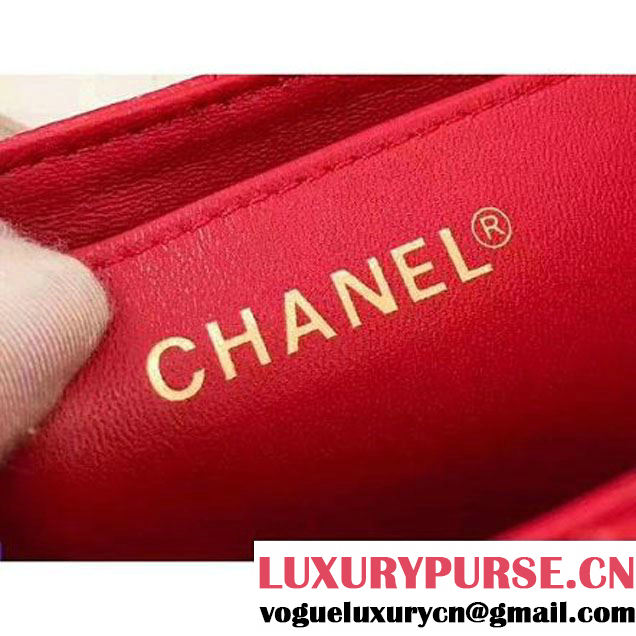Chanel Grained Calfskin Small Cosmetic Flap Box Bag Red 2017 (KN-7061613 )