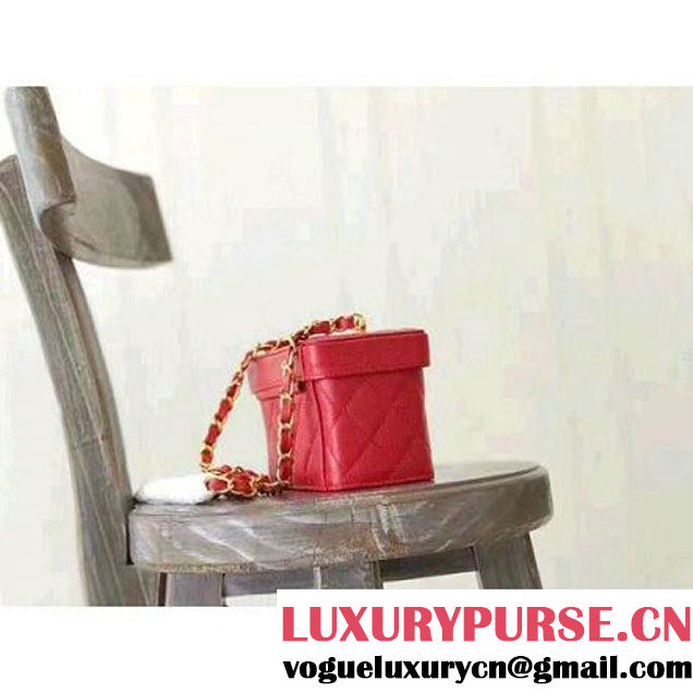 Chanel Grained Calfskin Small Cosmetic Flap Box Bag Red 2017 (KN-7061613 )