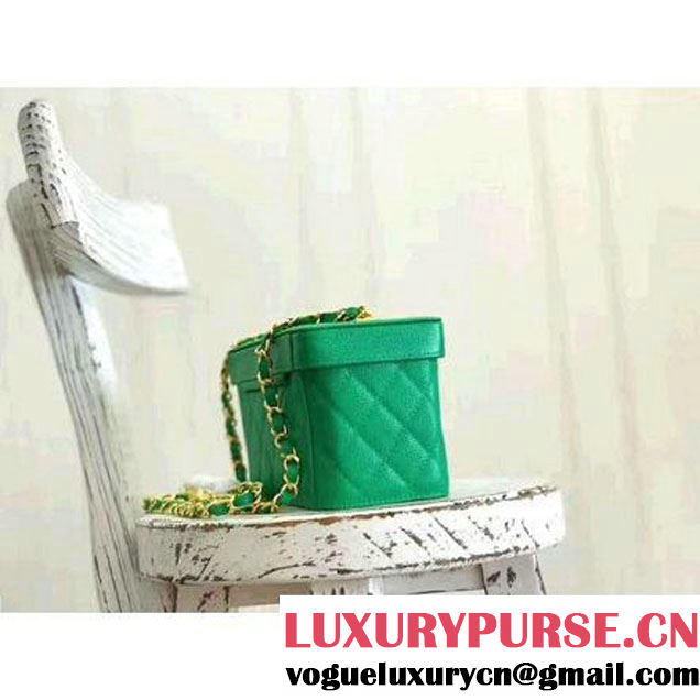 Chanel Grained Calfskin Medium Cosmetic Flap Box Bag Green 2017 (KN-7061614 )