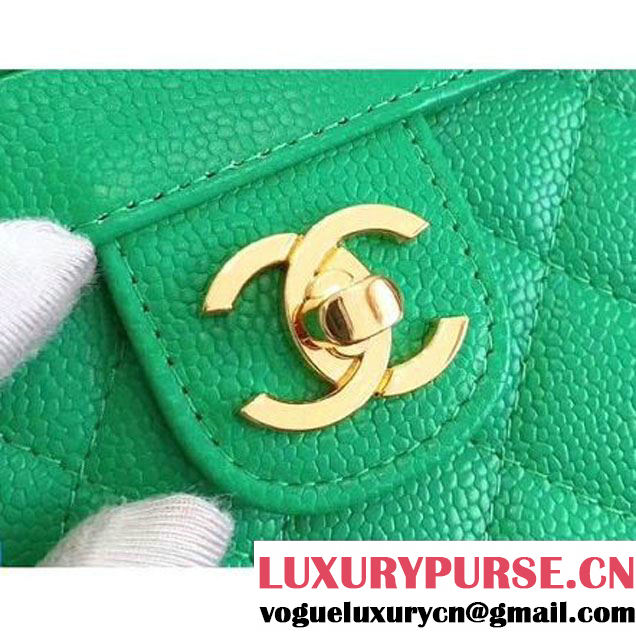 Chanel Grained Calfskin Medium Cosmetic Flap Box Bag Green 2017 (KN-7061614 )