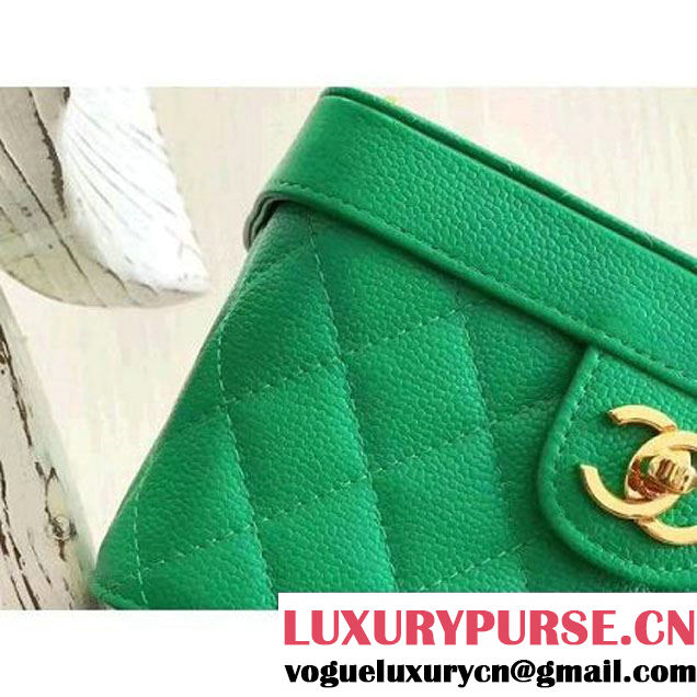 Chanel Grained Calfskin Medium Cosmetic Flap Box Bag Green 2017 (KN-7061614 )
