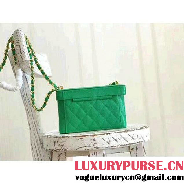 Chanel Grained Calfskin Medium Cosmetic Flap Box Bag Green 2017 (KN-7061614 )
