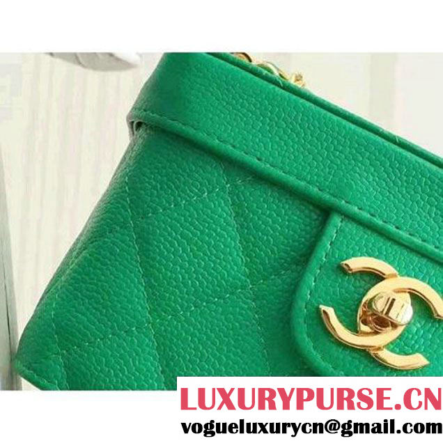 Chanel Grained Calfskin Small Cosmetic Flap Box Bag Green 2017 (KN-7061615 )