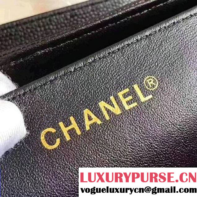 Chanel Grained Calfskin Medium Cosmetic Flap Box Bag Black 2017 (KN-7061616 )