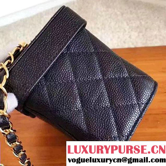 Chanel Grained Calfskin Medium Cosmetic Flap Box Bag Black 2017 (KN-7061616 )