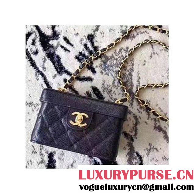 Chanel Grained Calfskin Small Cosmetic Flap Box Bag Black 2017 (KN-7061617 )