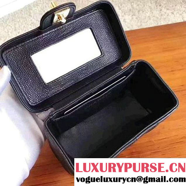 Chanel Grained Calfskin Small Cosmetic Flap Box Bag Black 2017 (KN-7061617 )