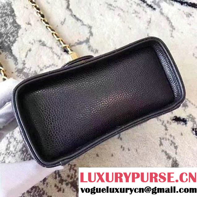 Chanel Grained Calfskin Small Cosmetic Flap Box Bag Black 2017 (KN-7061617 )