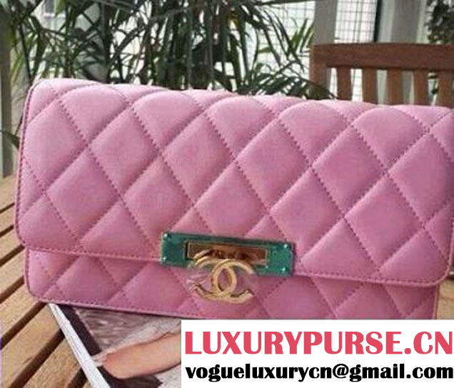 Chanel Golden WOC Flap Bag in cherry pink