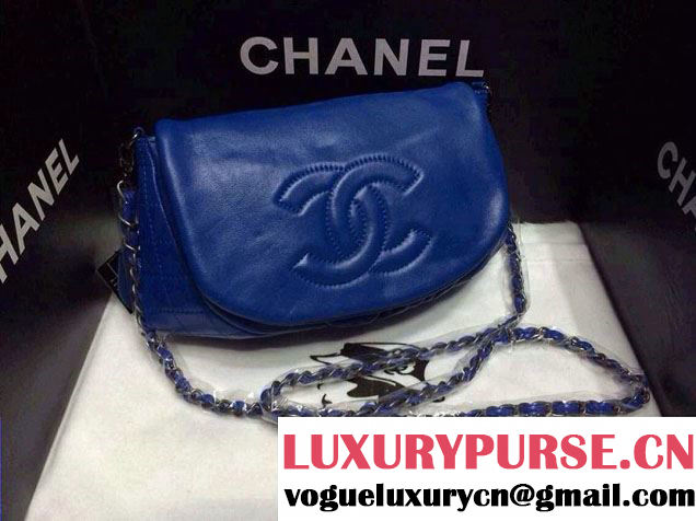 Chanel Blue half moon WOC lambskin leather Bag