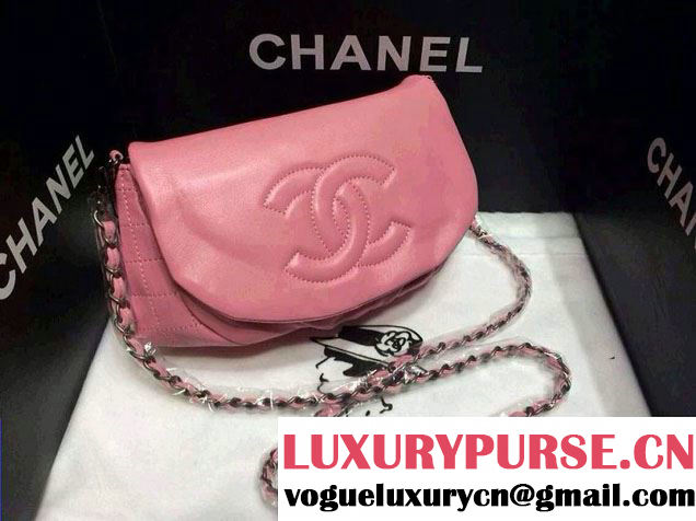 Chanel Pink half moon WOC lambskin leather Bag